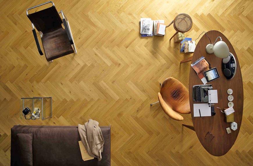 Oak flooring herringbone parquet