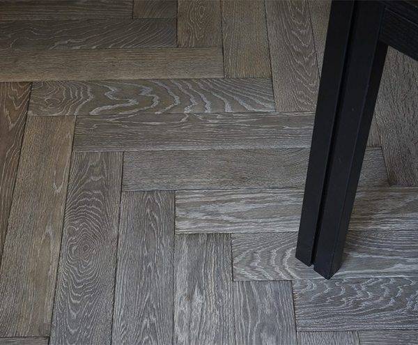 herringbone grey oak real wood flooring