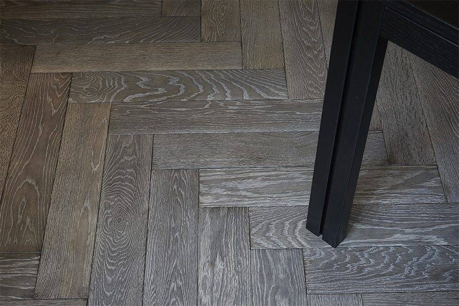 herringbone grey oak real wood flooring