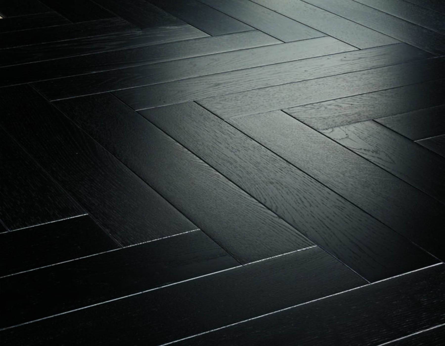 Black Oak herringbone laminate flooring