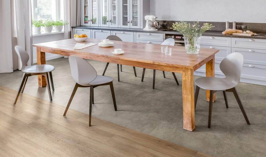 LVT luxury vinyl tiles in dining room