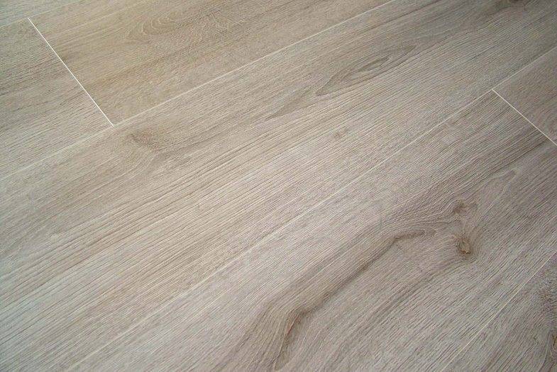 Kronotex Trend grey oak V-groove laminate flooring