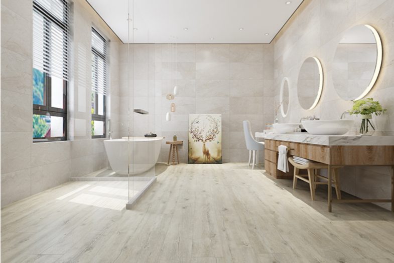 Mineral oak LVT flooring click waterproof bathroom