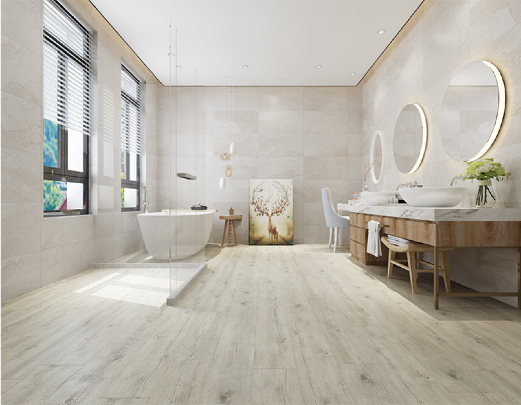 Mineral oak LVT flooring click waterproof bathroom
