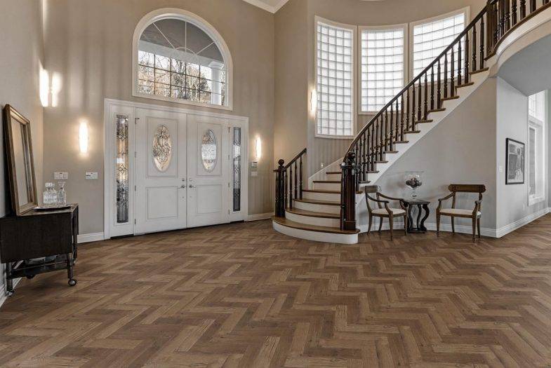 Luvanto Priory Oak Herringbone LVT flooring in hallway