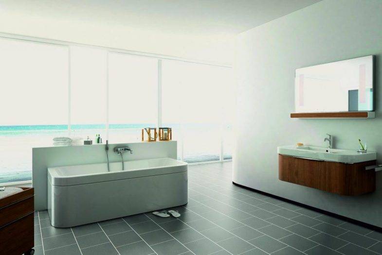 Luvanto Grey Sparkle lvt floor tiles with feature strips bathroom